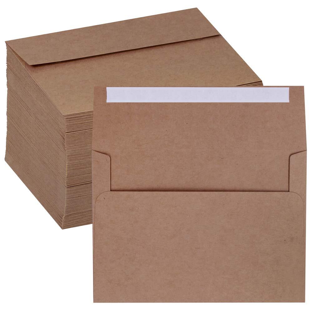Supla 150 Pcs A7 Invitation Envelopes in Brown Kraft Peel & Seal Self Seal 5 ...