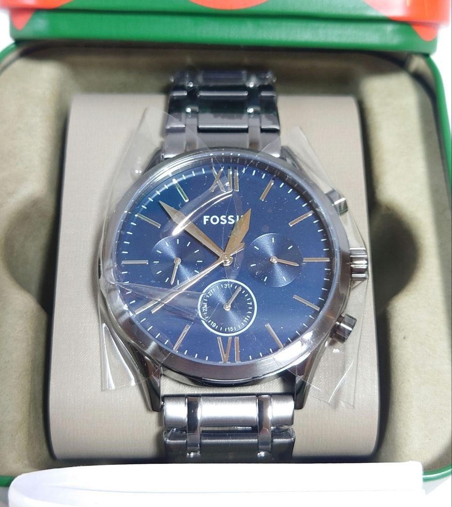 Fossil Fenmore Midsize BQ2401 Men's Leather Analog Blue Dial Quartz Watch Xr641