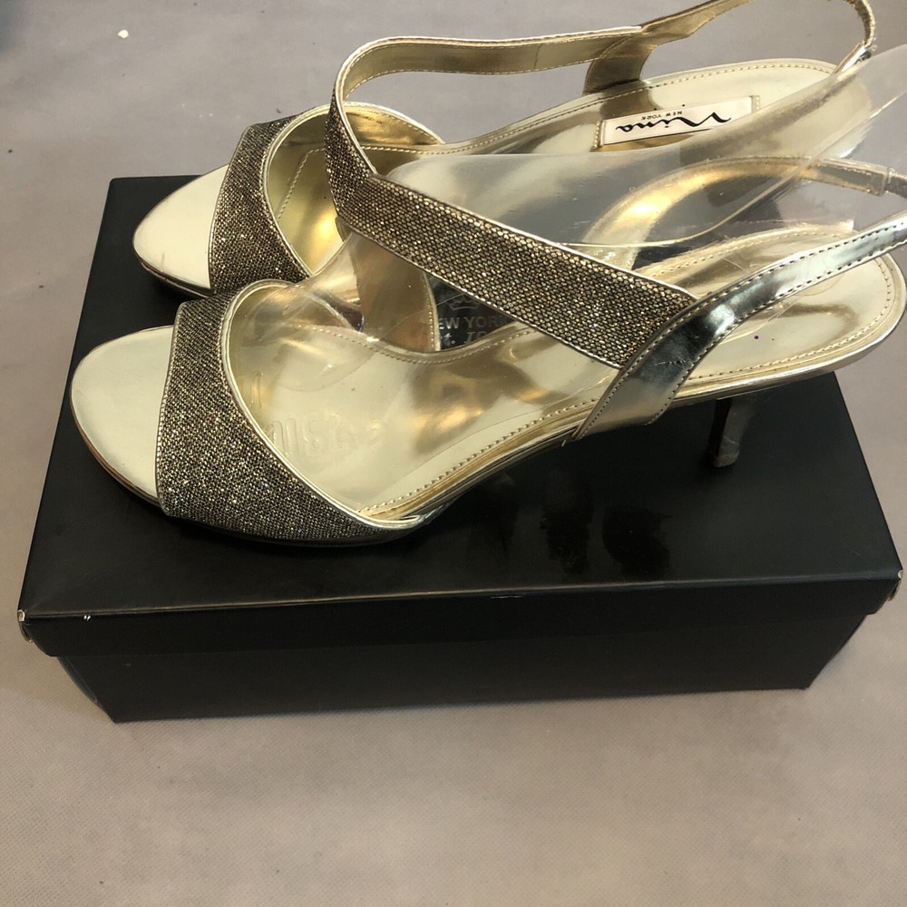 Women's Evening/Wedding Sandals Nina Newark Platino Bliss Gold Glitter 11m