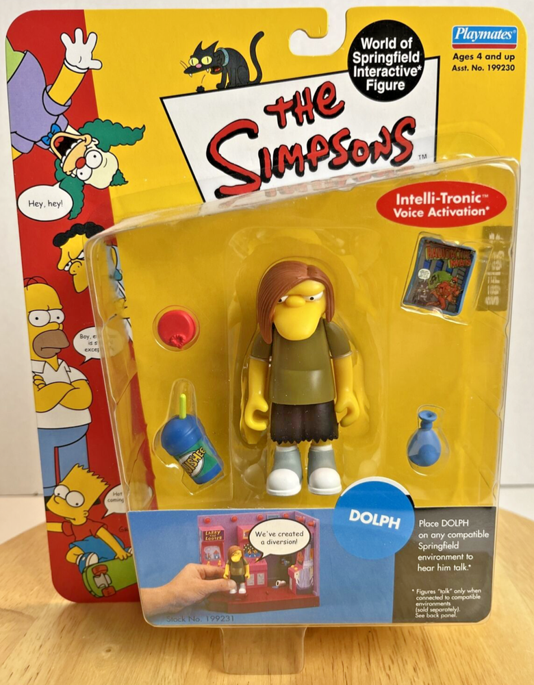 The Simpsons DOLPH Action Figure Playmates Retro 2001 Interactive Series 7 NIB