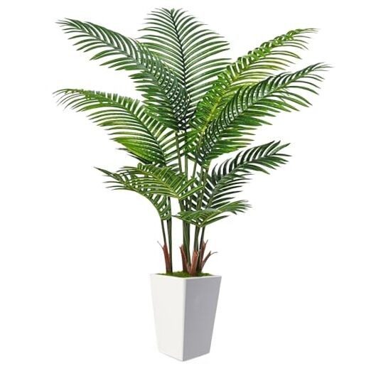 6FT Tall Artificial Palm Tree Indoor Fake Plant in White