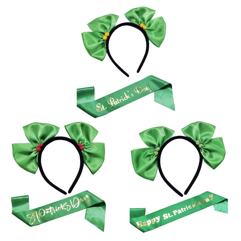 St. Patrick's Day Hairband Shoulder Strap Set with Etiquette Ornament
