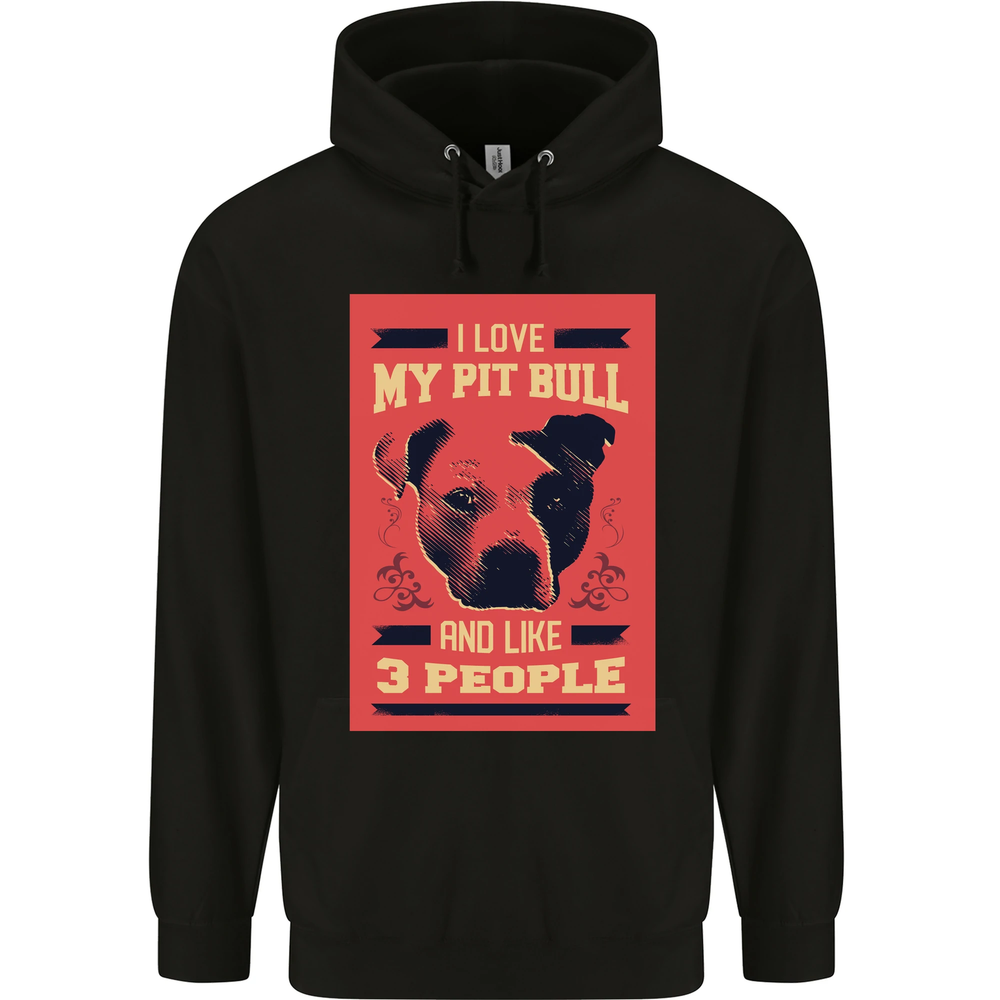 I Love My Pitbull & 3 People Funny Mens 80% Cotton Hoodie