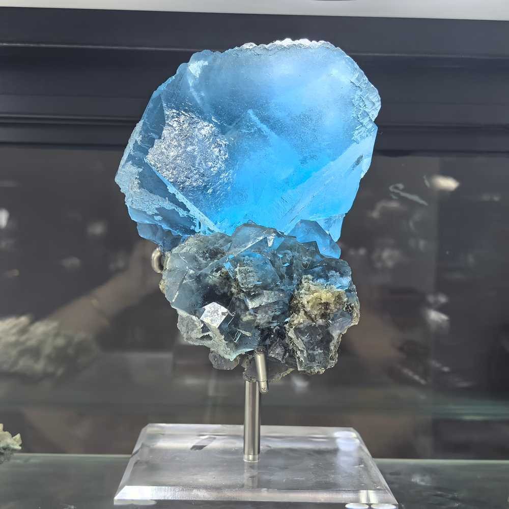 6.13LB Top Natural Blue Fluorite Quartz Crystal Mineral Specimen Point Decor