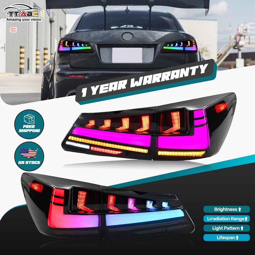 Smoked Lens RGB LED Taillights for Lexus IS250 IS350 ISF 2006-2013