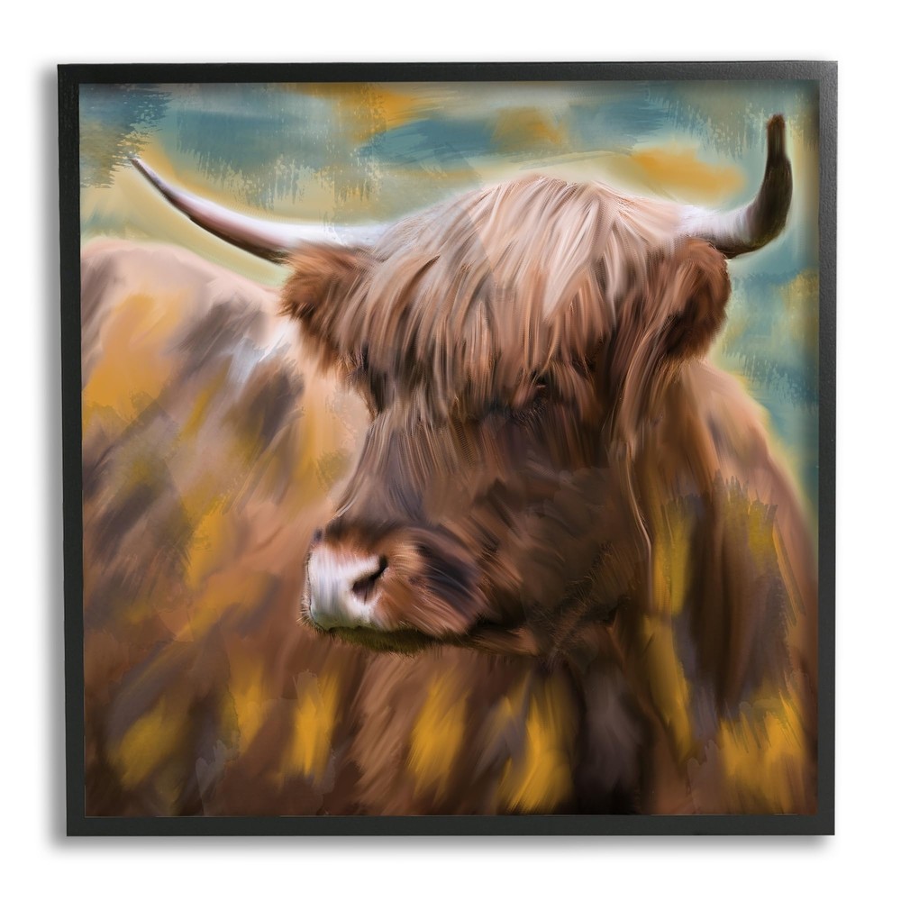 Brown Highland Cow Framed Giclee Art by Kim Allen