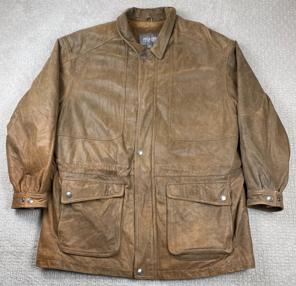 Wilsons Leather Coat Mens XL Brown Field Jacket Full Zip Chore Thinsulate Ultra