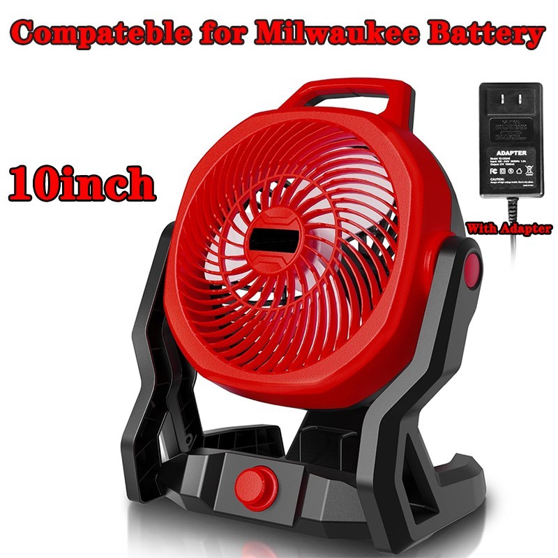 10in Cordless Jobsite Fan For Milwaukee 48-11-1850 M18 18V Li-ion With AC Power