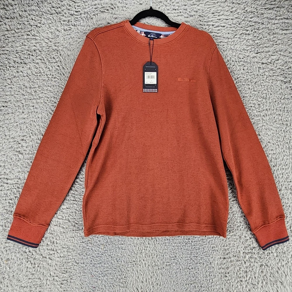 Ben Sherman Shirt Mens Small Burnt Henna Brown Long Sleeve Thermal *NWT*