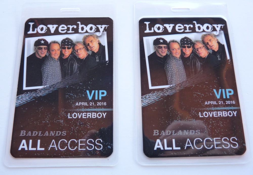 Loverboy Badlands 2016 Concert Tour AA VIP Backstage Pass Laminate D22