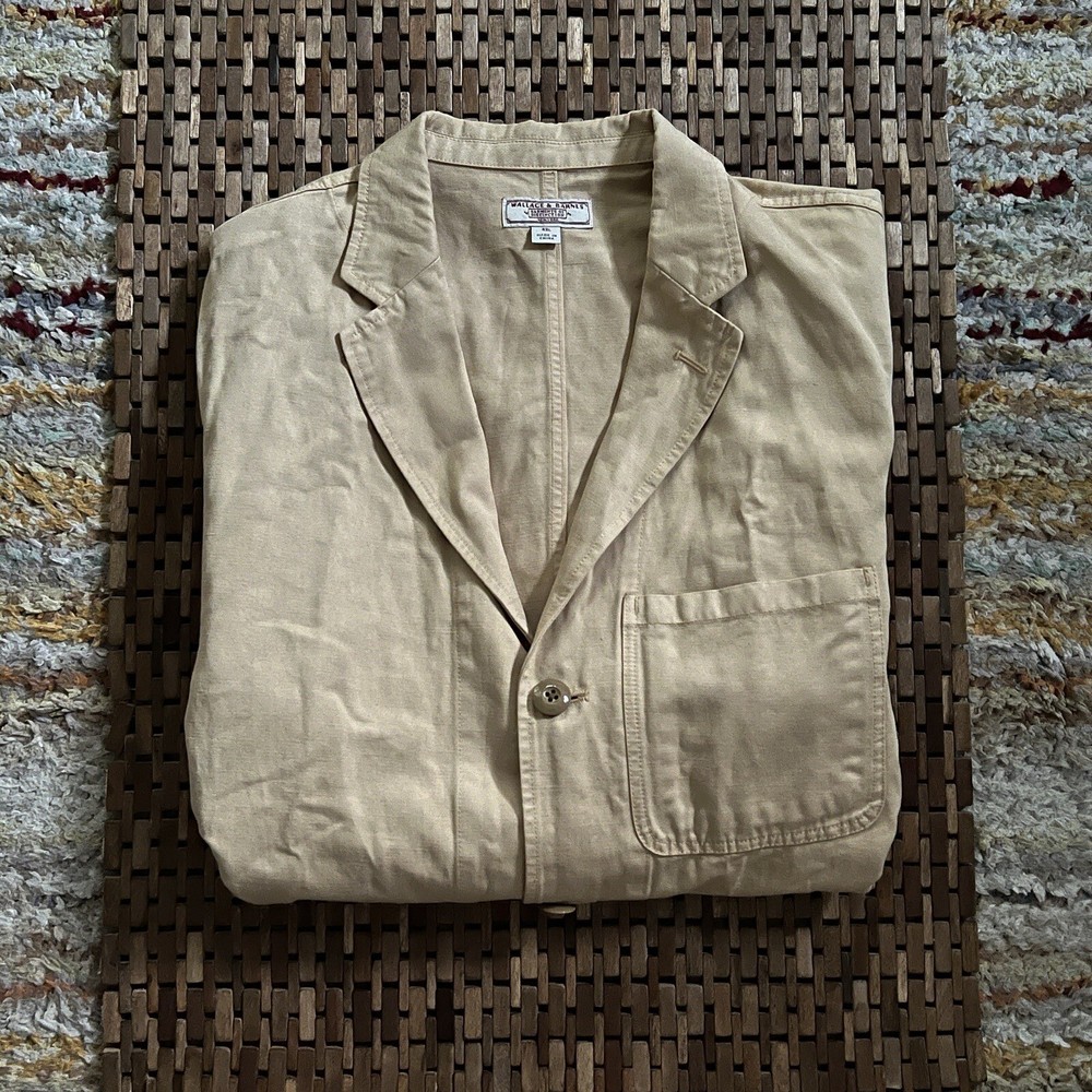 J. CREW Wallace & Barnes Canvas Button Down Chore Jacket Cost Khaki Large 42L