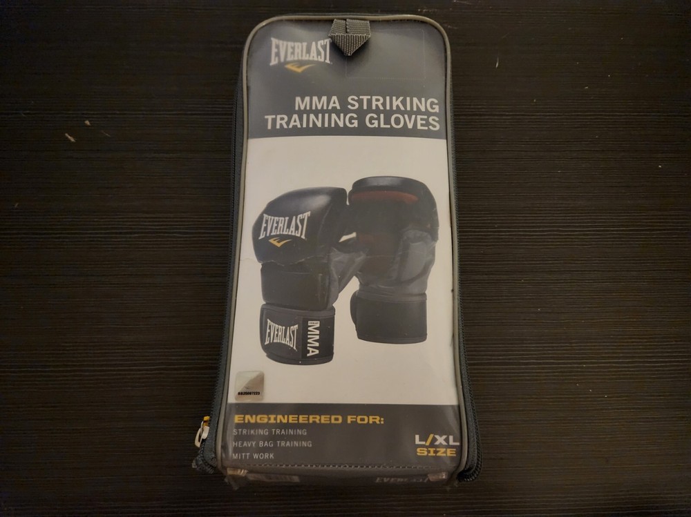 EVERLAST MMA STRIKING/TRAINING GLOVES, L/XL, BLACK/RED