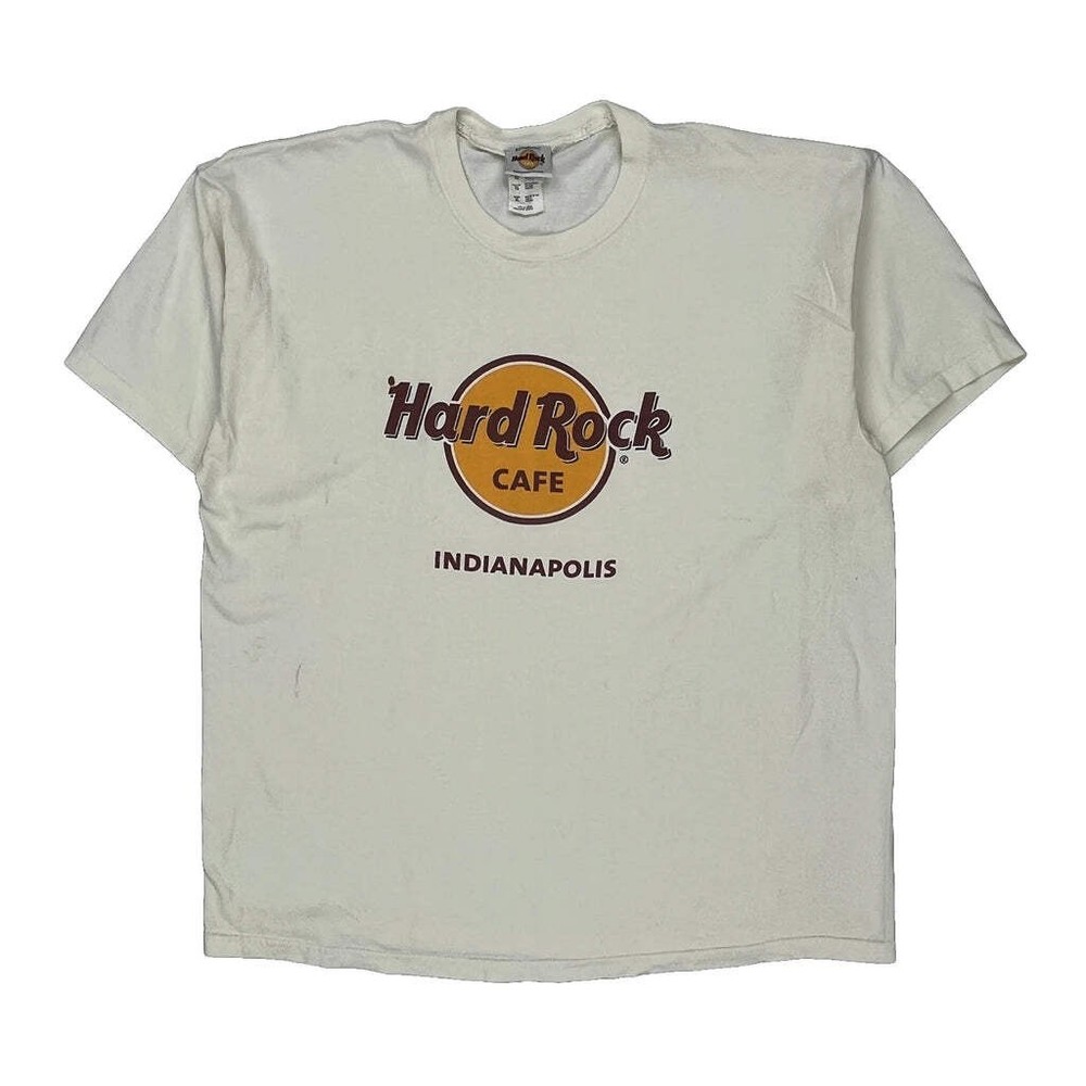 Indianapolis Hard Rock Cafe Graphic T-Shirt - XL White Cotton