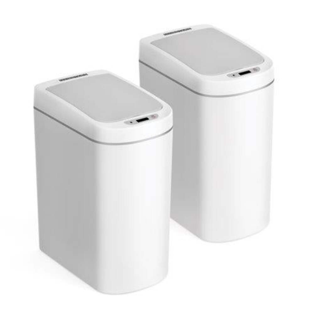 Upgrade Your Space with the NINESTARS 2-Pc White Motion Sensor Trash Can Set 1.85 Gallons 7 Liter
