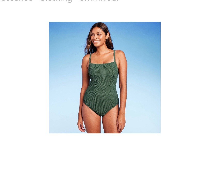 NWT Kona Sol Pucker Textured Square Neck 1 Piece Swimsuit Womans Size S 4-6