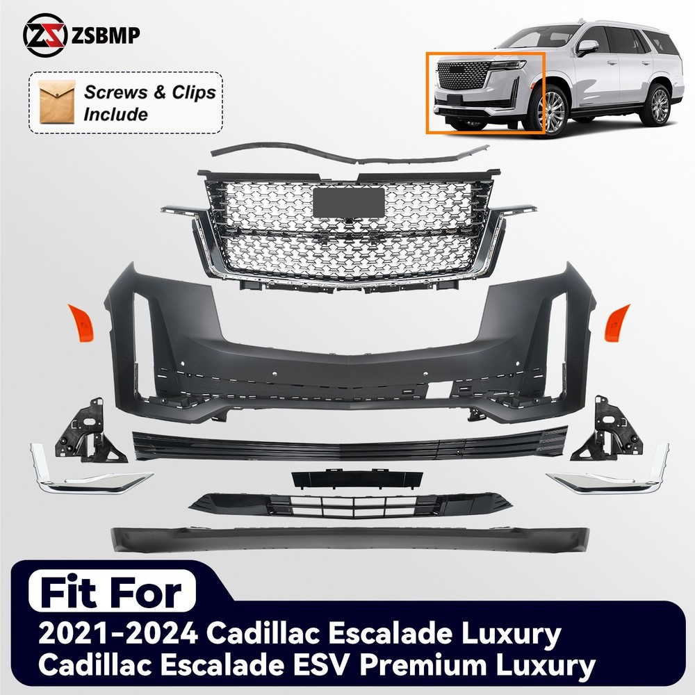 Front Bumper Cover Grille Assembly For 2021-2024 Cadillac Escalade & ESV Luxury