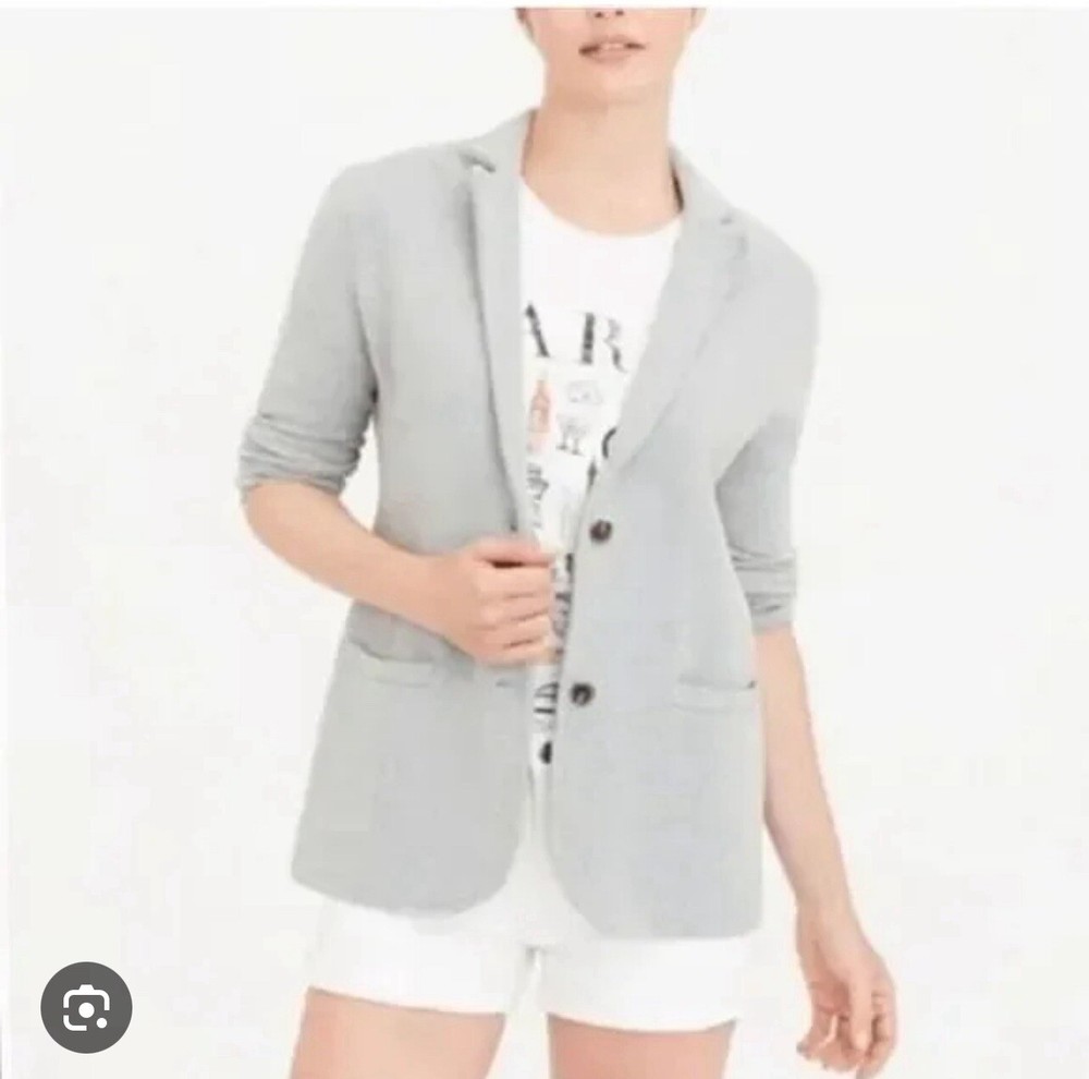 J. Crew Factory Womens Knit Sweater Blazer Size XS Gray Long Sleeve G9309