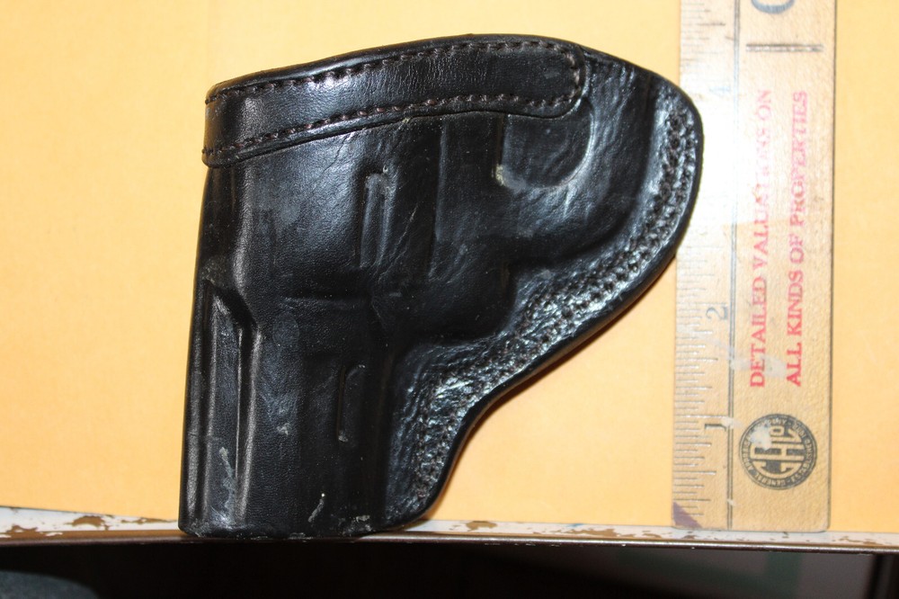 Vintage Leather Gun Revolver Holster Black Thumb Break