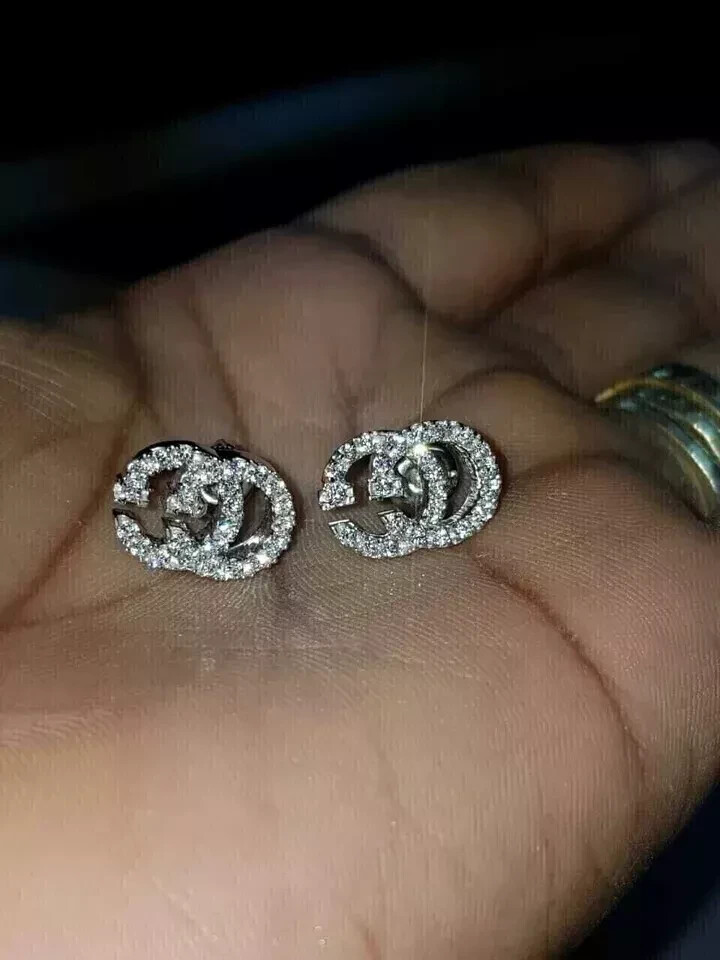 2Ct Round Moissanite Stud Earrings in 14K White Gold Plated