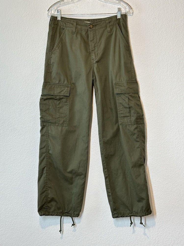 Levis 94 Baggy Cargo Pants Womens 28 Green Wide Leg Loose Y2K 30X29