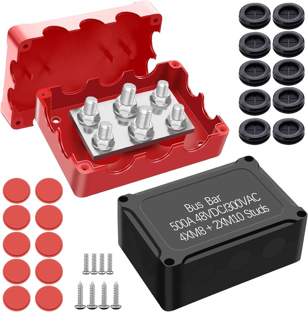 500A Marine Bus Bar Power Distribution Block Heavy Duty Waterproof Car Boat Sola