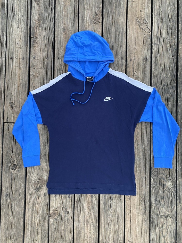 Nike Hoodie Mens Small Blue Long Sleeve Hooded Club Fleece Pullover Sweatshirt