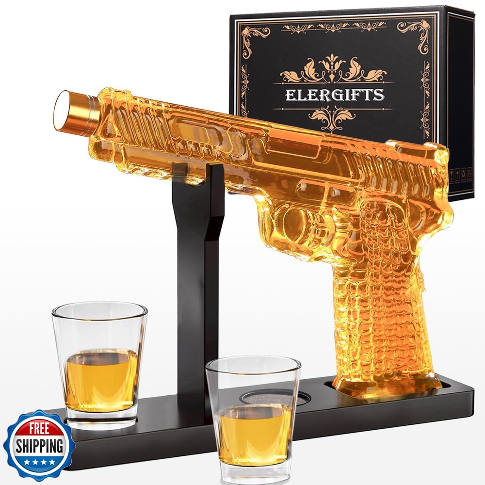 Handcrafted Gun Whiskey Decanter Set for Men - Liquor Decanter Gift for Father's Day-image