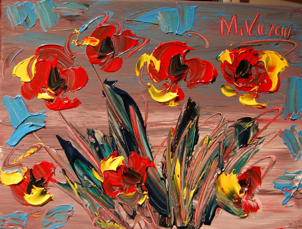 ABSTRACT FLOWERS   MODERN ART   SIGNED CANVAS - STRETCHED painting original