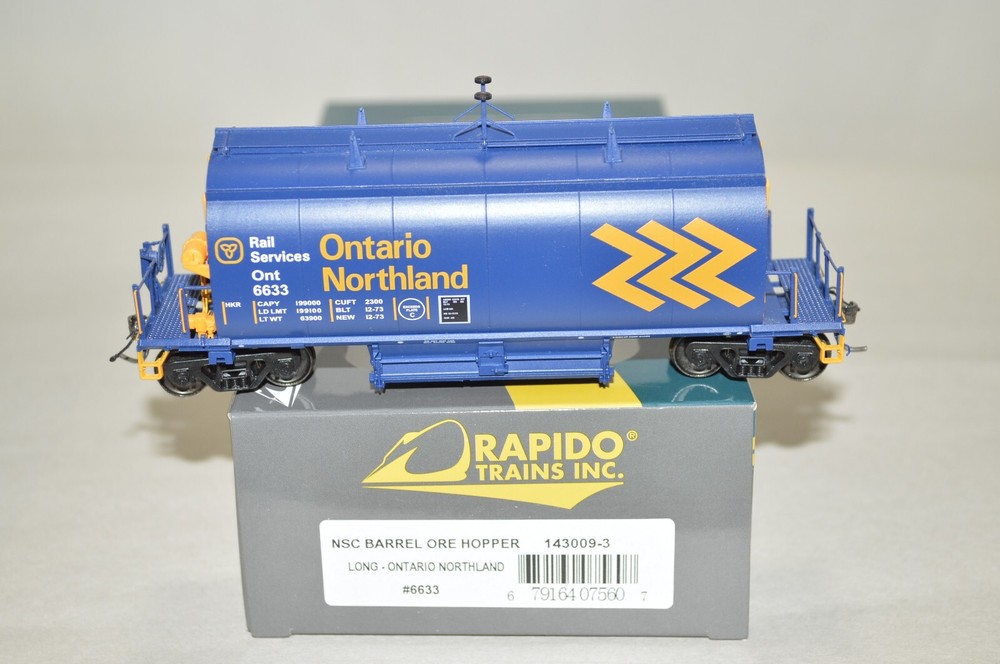 HO scale Rapido Trains Ontario Northland Ry Canada NSC barrel ore hopper car