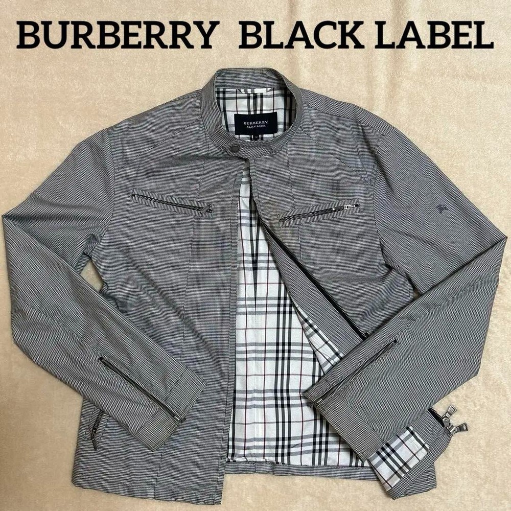 BURBERRY BLACK LABEL Single Rider Jacket Black Nova Check Men Size M Used