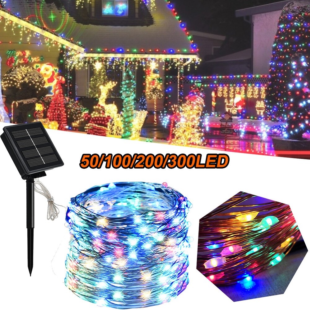 100-300 LED Solar Christmas Lights for Garden Yard Waterproof Decor