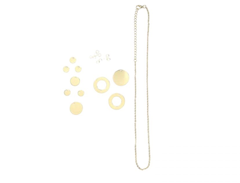 Cousin DIY Stamp & Go Metal Stamping Round Pendent Blank Necklace Kit Gold NWT