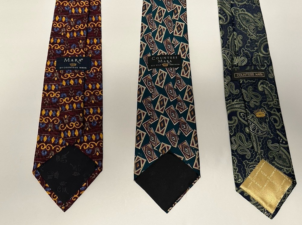 Lot of 3 Countess Mara Mens Silk Ties Vintage Designer Neckties Paisley & Geo
