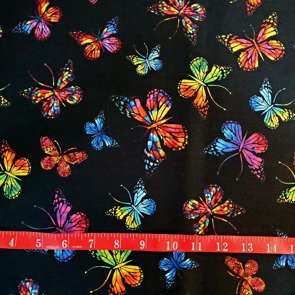 Colorful Rainbow Butterfly 100% Cotton Fabric FQ HY BTY