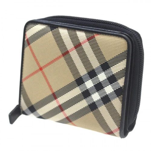 BURBERRY Nova Check Bi-fold Wallet in Beige Canvas & Leather 2851