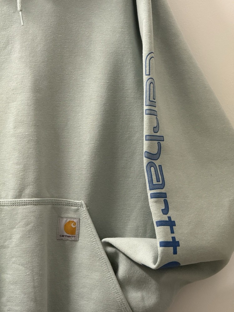 Carhartt Men’s Loose Fit Sweatshirt Pullover Hoodie Size M  Teal Heather Work