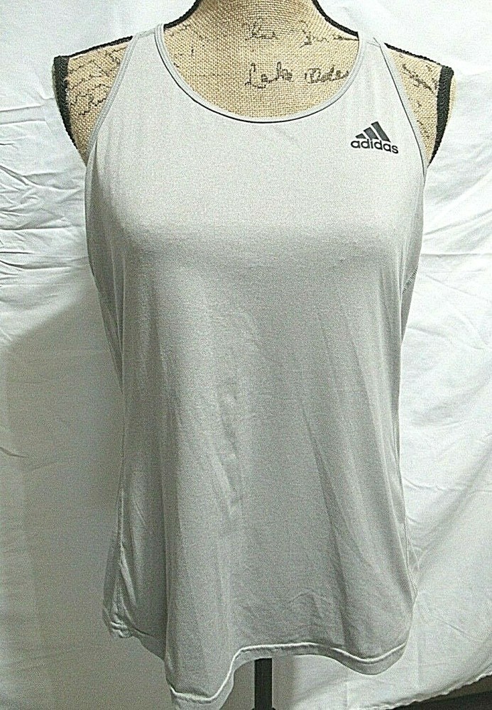 Adidas Climalite Women's Size Large Light Gray Racer Back Athletic Tank Top EUC