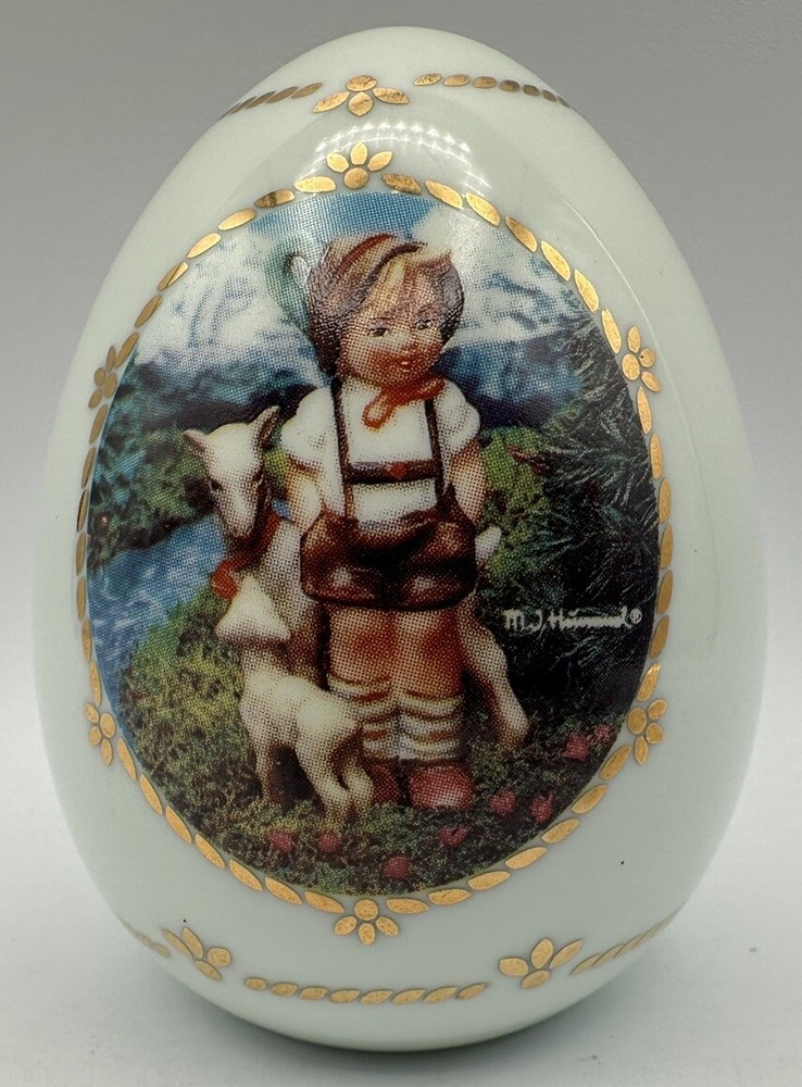 M J Hummel Porcelain Egg Collection  Little Goatherder Mint 1994