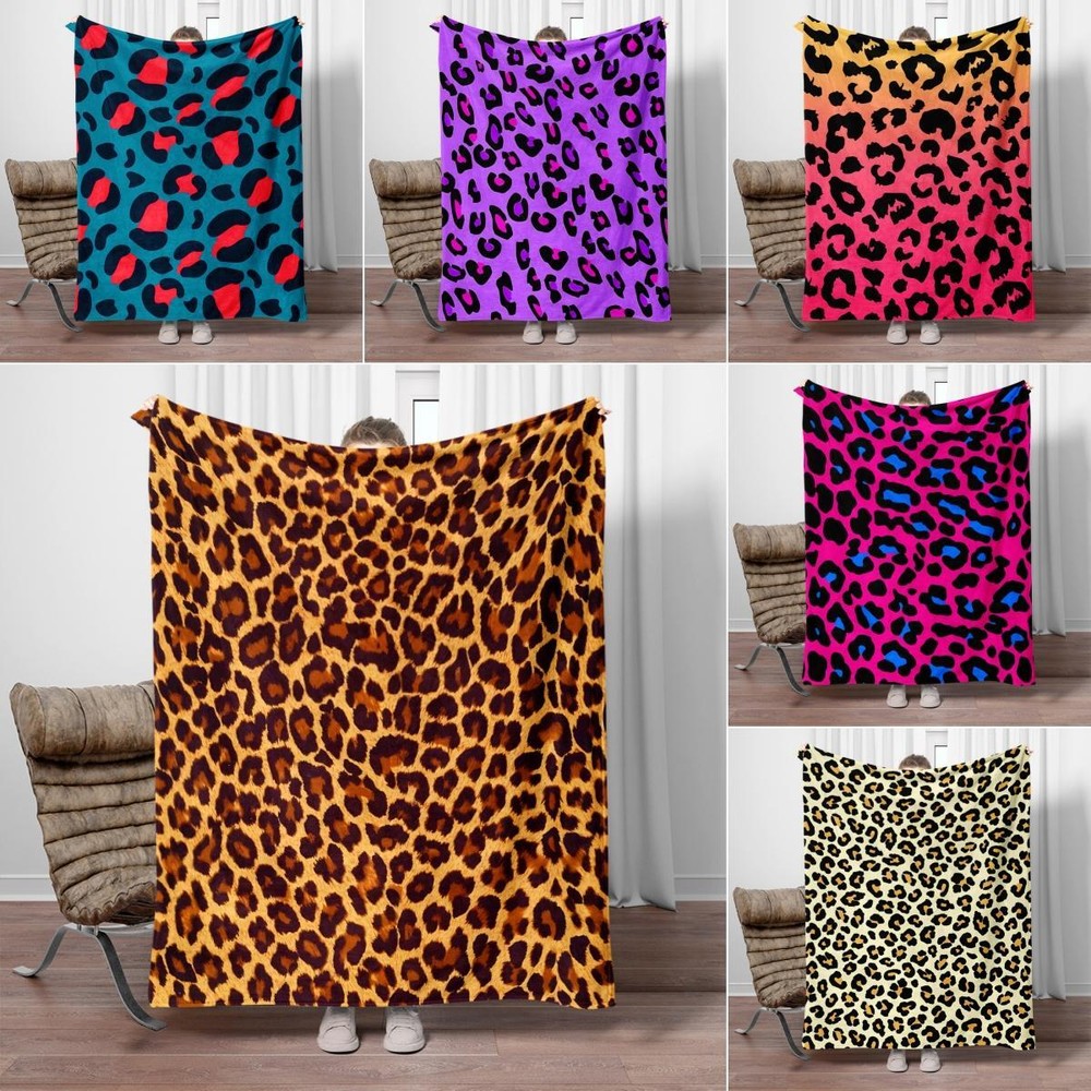 Throw Blanket Leopard Art Woven Sofa Covers Multicolor Modern Machine Washable