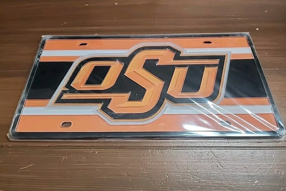 Oklahoma State OSU Cowboys Full Color Acrylic Inlay License Plate Stockdale Design