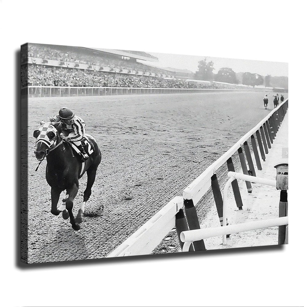 Secretariat Wins At Belmont Posters Modern Aesthetic Canvas Wall Art Home