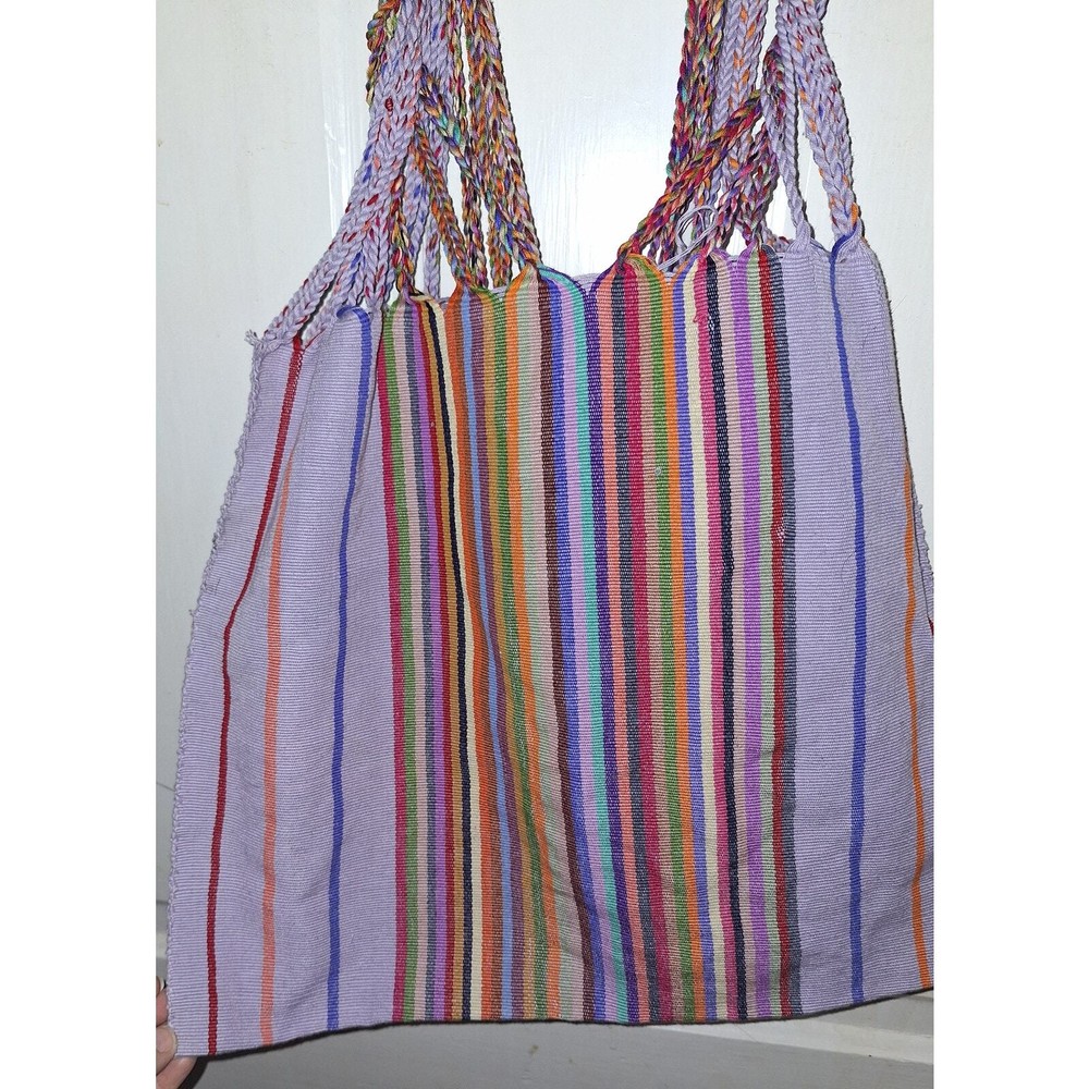 Handmade Purple and Multicolored Reusable Tote Bag Purse Boho Festival Grocery