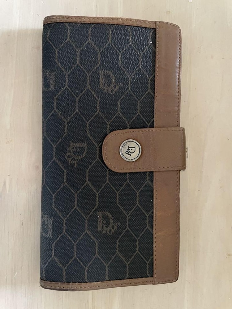 Christian Dior Brown Bifold Long Leather Wallet