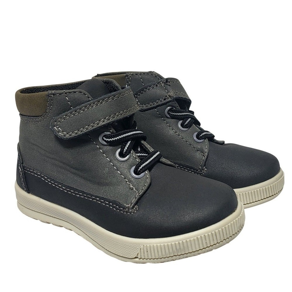 Deer Stags Kids Niles Boots Size 7TM Black Gray Hook and Loop Ankle Boots