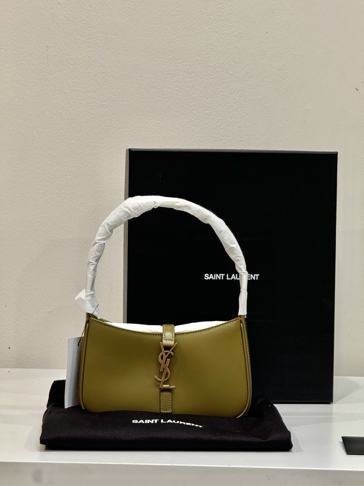 Saint Laurent Mini Le 5 À 7 Hobo Bag in Olive Leather