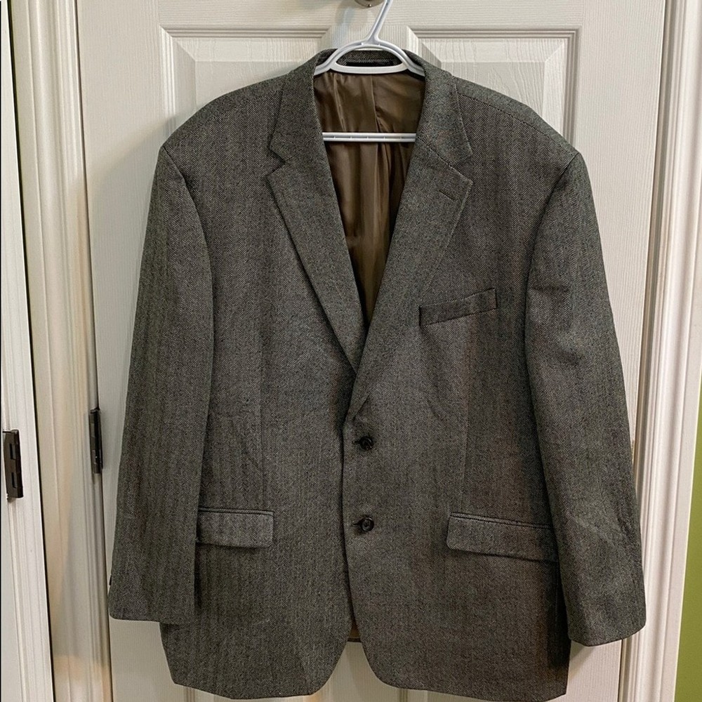 Lauren Ralph Lauren Tweed Blazer Mens 50R Gray Herringbone Wool Sport Coat Bloke
