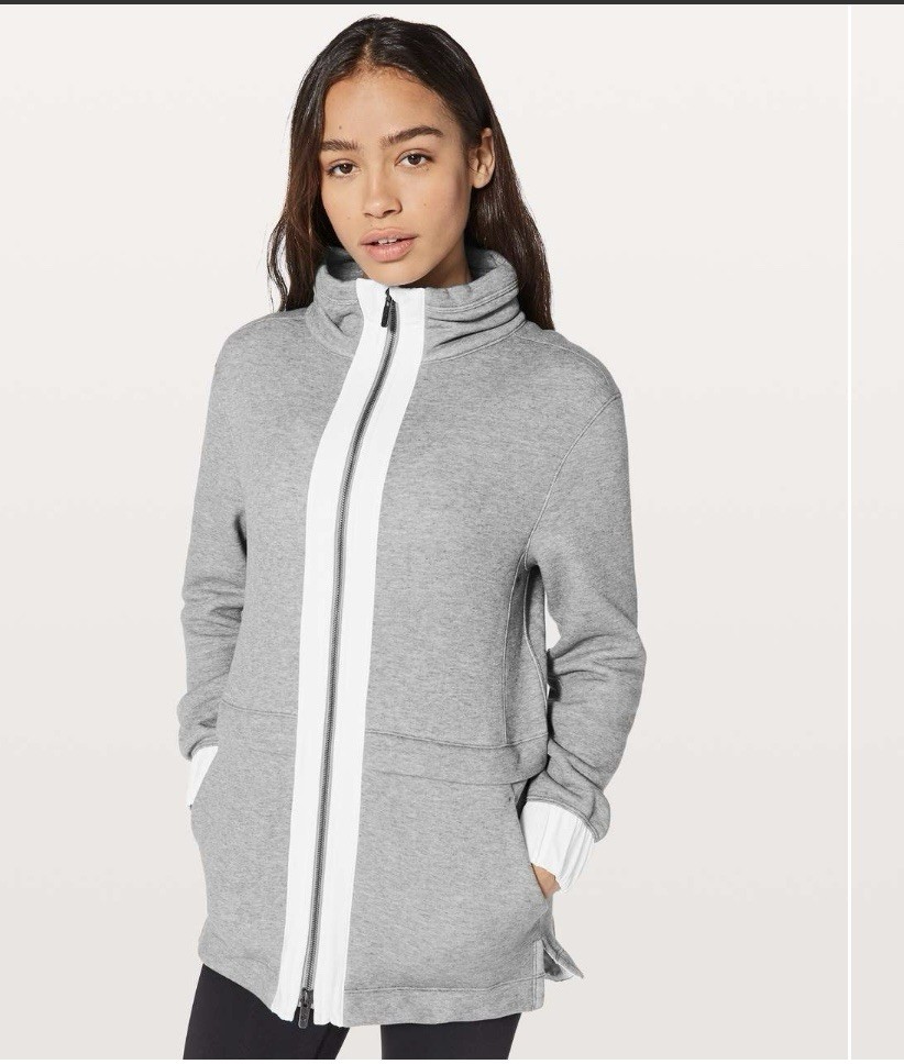 Lululemon Light As Warmth Jacket Size 4 Heathered Medium Grey White