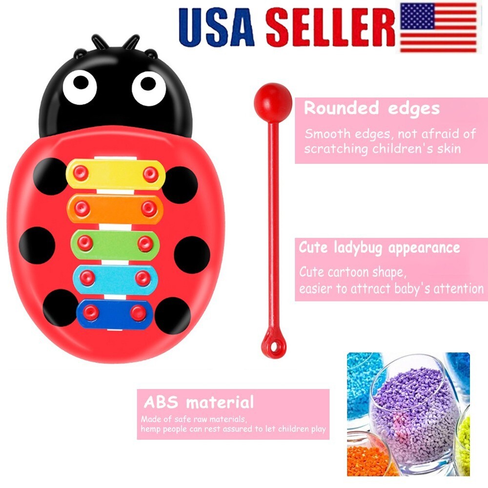Ladybug 8-Note Glockenspiel Xylophone for Kids Preschool Music Learning