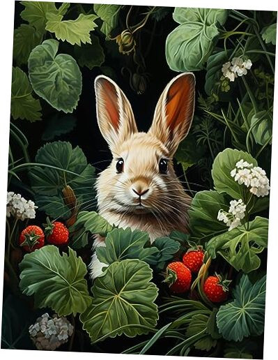 5D Diamond Art Kits for Adults Rabbit Grass by Number Kits, Diamond Painting