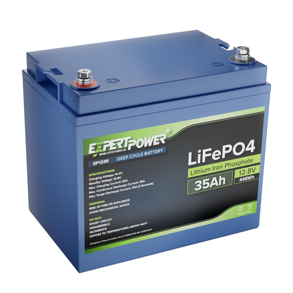 ExpertPower 12V 35Ah LiFePO4 Deep Cycle Battery with 2500-7000 Life Cycles